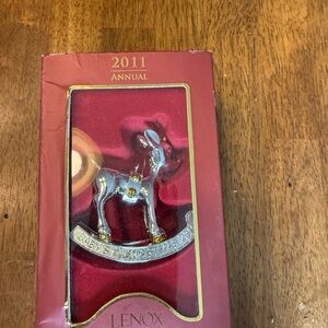 Lenox Silver and Gold Reindeer Ornament